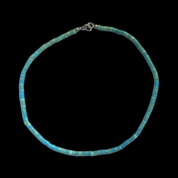 Heshi Turquoise Necklace Choker Southwest Native Tribal Navajo Zuni Boho Dainty - Picture 1 of 4